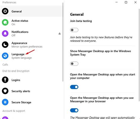 messenger lingua inglese