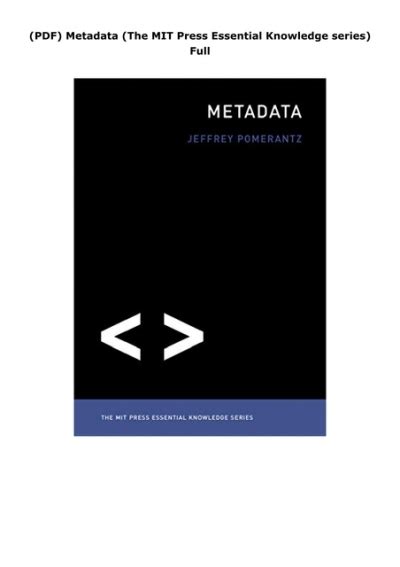 Metadata The Mit Press Essential Knowledge Series