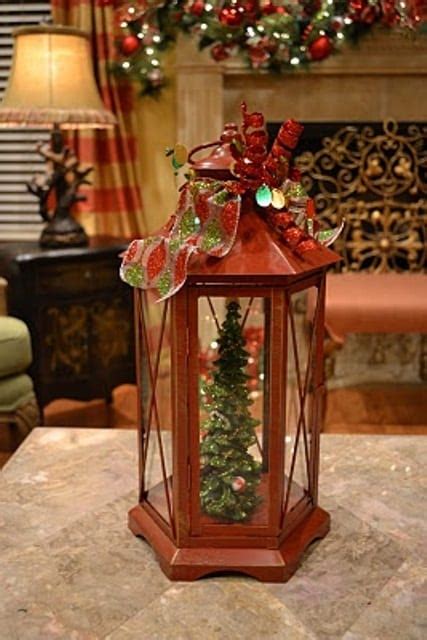 Metal Christmas Tree Inside Lantern