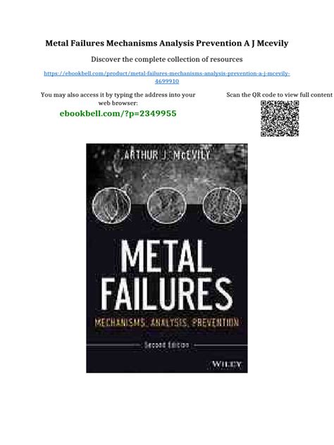 Metal Failures Mechanisms Analysis Prevention 2nd Edition By Mcevily Arthur J Kasivitamnuay Jirapong 2013 Hardcover
