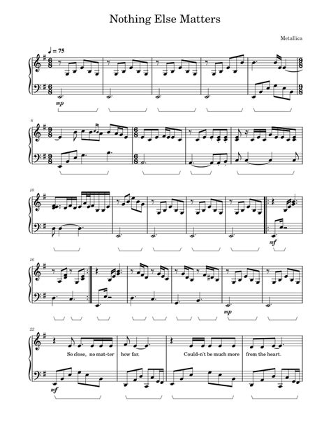 Read Online Metallica Nothing Else Matters Piano Reduction 