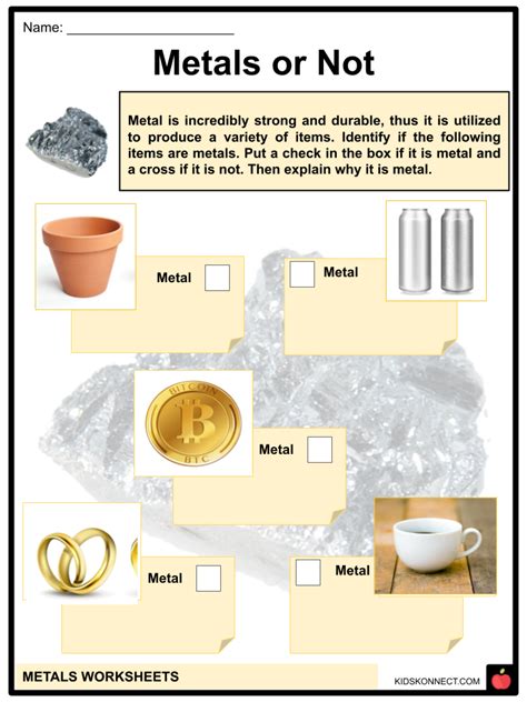 Metals For Kids Free Games Experiments Projects Activities Metals And Nonmetals Worksheet Kindergarten - Metals And Nonmetals Worksheet Kindergarten
