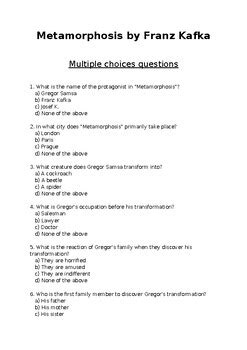 Metamorphosis Multiple Choice Test Key Answers