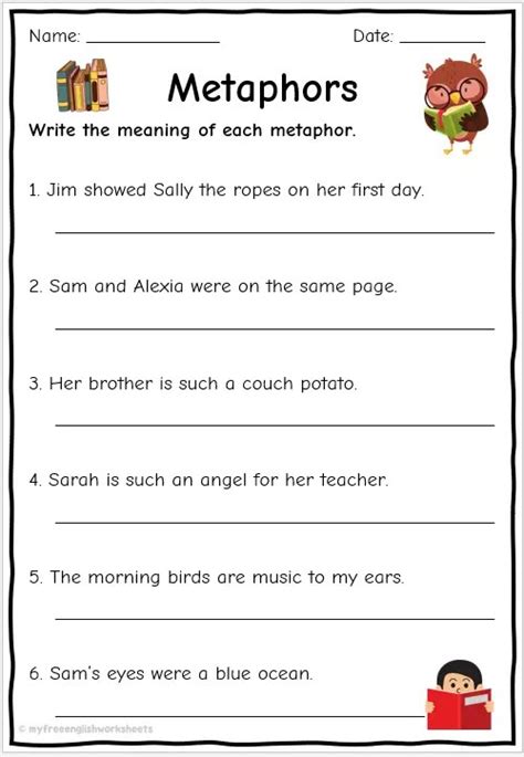 Metaphor Worksheet Using Metaphors Writing Metaphors Worksheet - Writing Metaphors Worksheet
