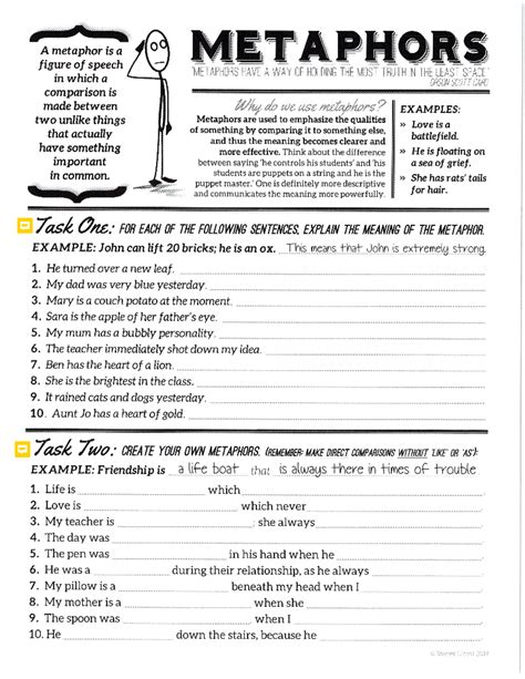 Metaphors Practice Exercises Answer Key