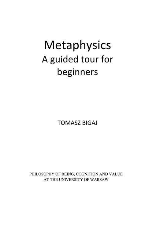 metaphysics a guided tour for beginners pdf
