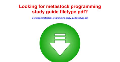 Metastock Programming Study Guide