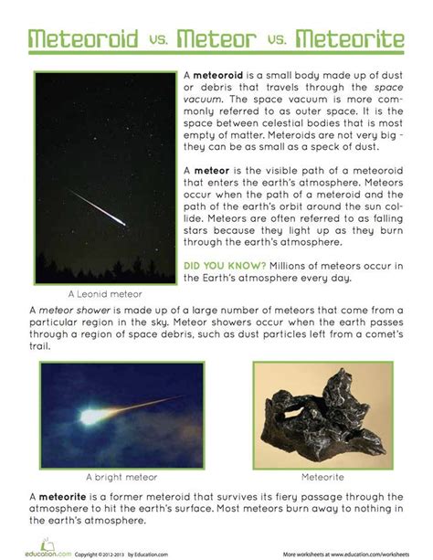 Meteor Meteorite Meteoroid Worksheet Education Com Meteor Meteorite Meteoroid Worksheet - Meteor Meteorite Meteoroid Worksheet
