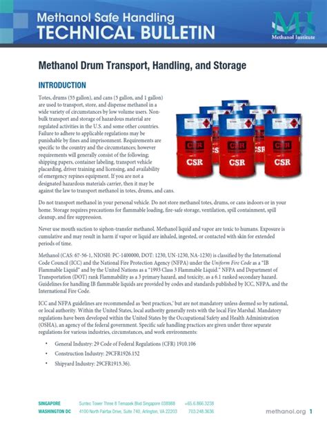 Download Methanol Drum Transport Handling And Storage 