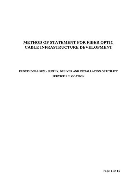 Method Statement For Fiber Optic Cable Installation