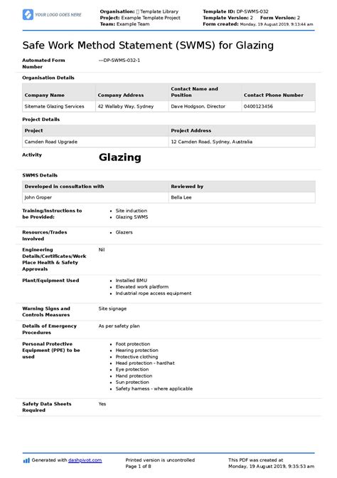 Method Statement For Glazing Works