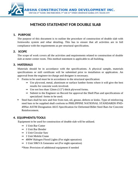 Method Statement For Hacking Slab In Singapore