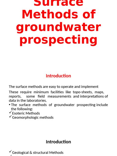 Methods Of Groundwater Prospecting Lecture Notes
