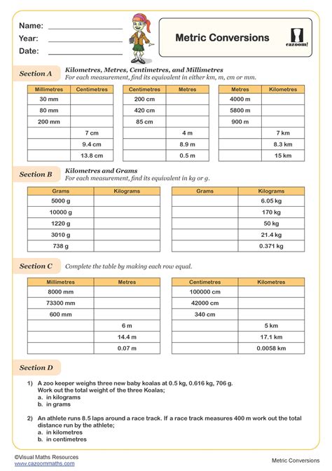Metric Conversion Worksheet