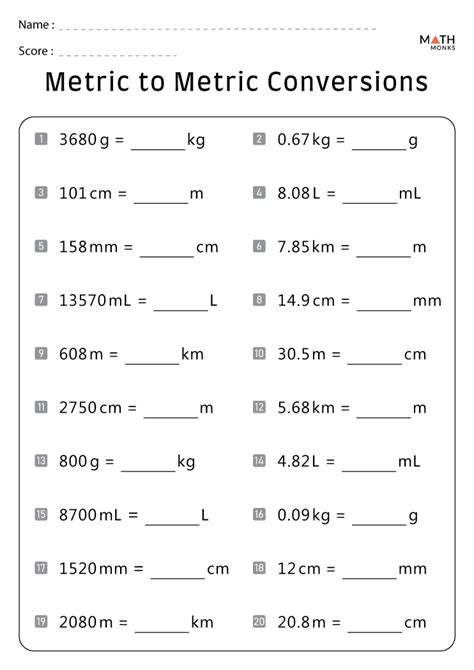 Metric Conversion Worksheets Free Online Pdfs Cuemath Metric To English Conversion Worksheet - Metric To English Conversion Worksheet