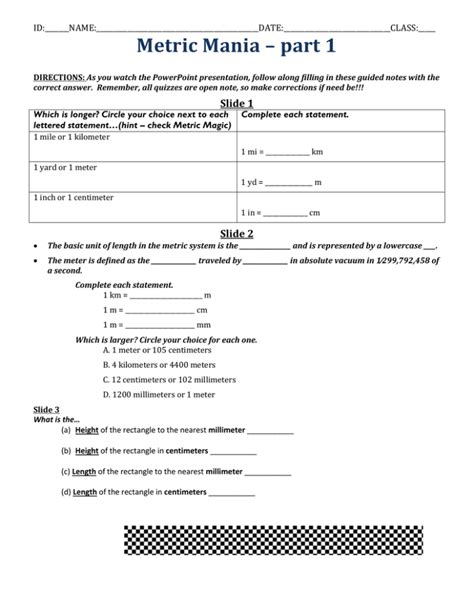 Metric Mania The Science Spot Metric System Handout Worksheet Answers - Metric System Handout Worksheet Answers