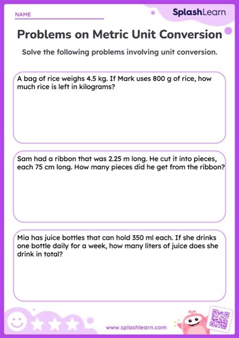 metric measurement conversion word problems