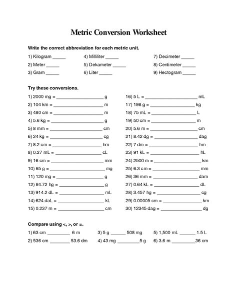 Metric Unit Conversion Worksheets Math Worksheets 4 Kids Metric Conversions Worksheet Grade 9 - Metric Conversions Worksheet Grade 9