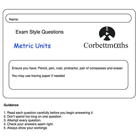Metric Units Practice Questions Corbettmaths Metric Conversions Worksheet Grade 9 - Metric Conversions Worksheet Grade 9