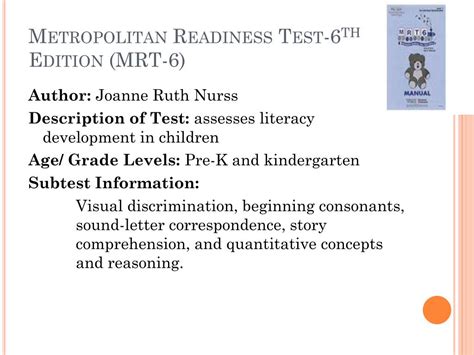 metropolitan readiness test kindergarten sample