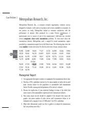 Metropolitan Research Inc Case Problem 3 Answer
