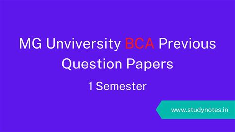 Mg University Question Papers First Semester