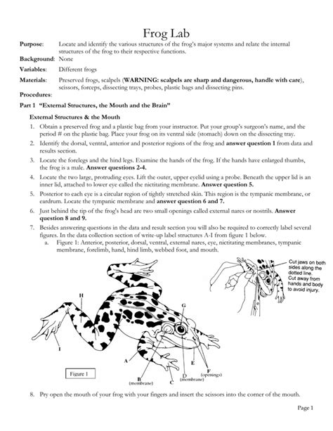 Mhhe Frog Dissection Pre Lab Answers