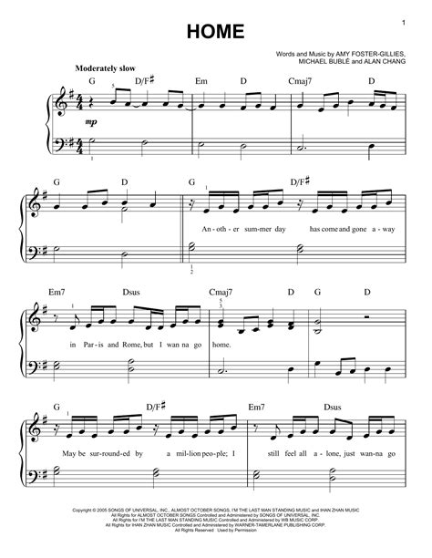 Read Michael Buble Home Sheet Music 