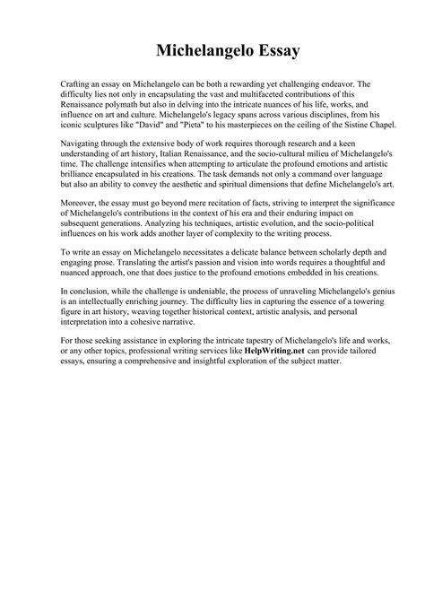 michelangelo funf essay funf essays kkb