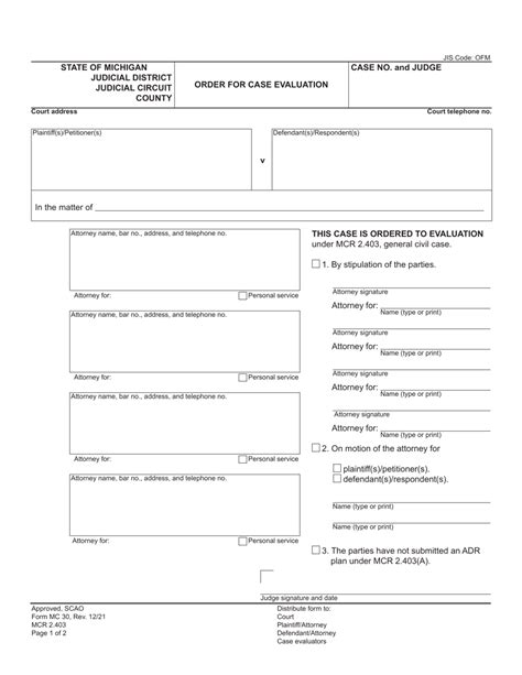 michigan case evaluation summary sample