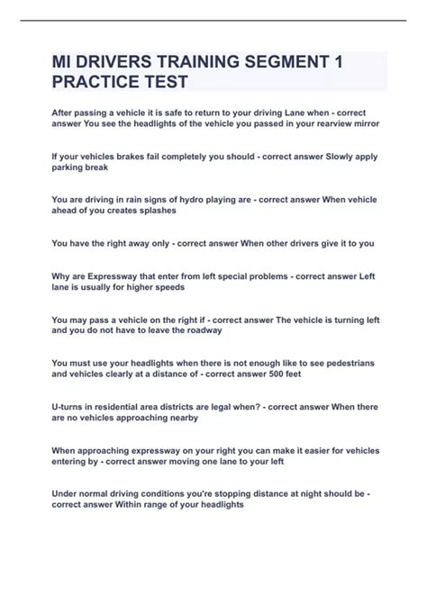 michigan driving test practice