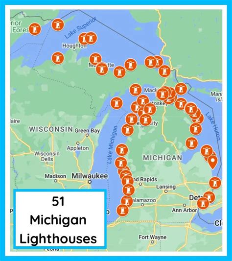 michigan lighthouse map