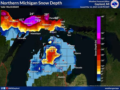 michigan snow depth map