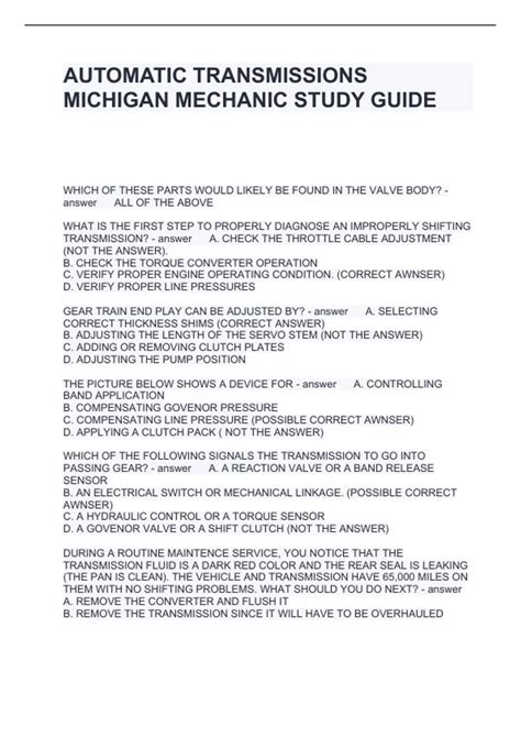 Download Michigan State Mechanic Certification Study Guides 