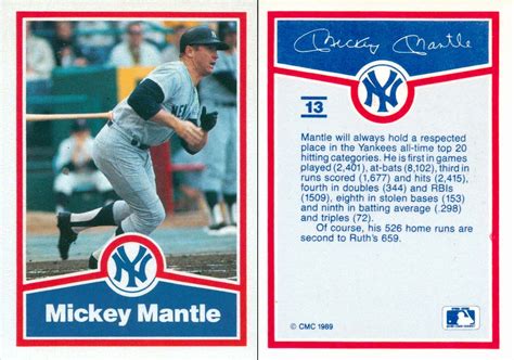 mickey mantle aseball card kit dated 1989