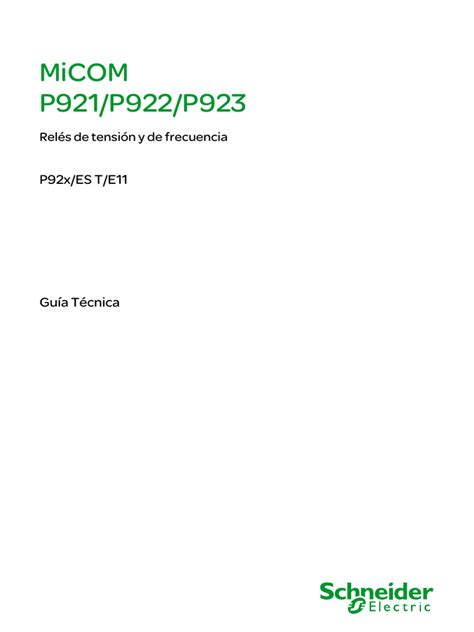 Micom P923 Manual Setting