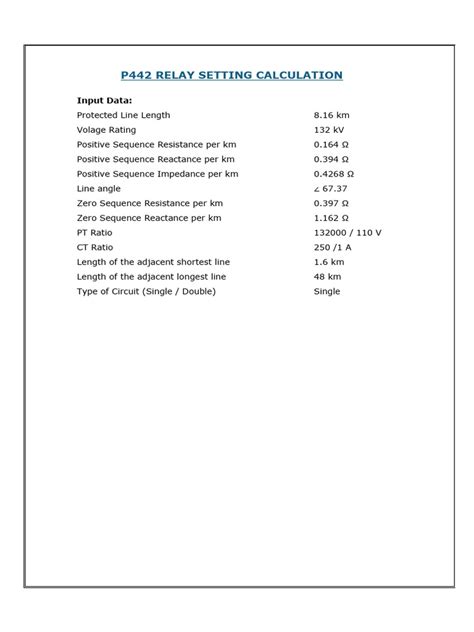 Micom Relay Setting Calculation