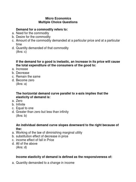 Micro Economics Mcqs