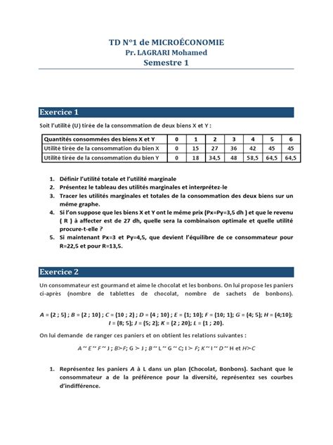 microa c conomie exercices corriga c s
