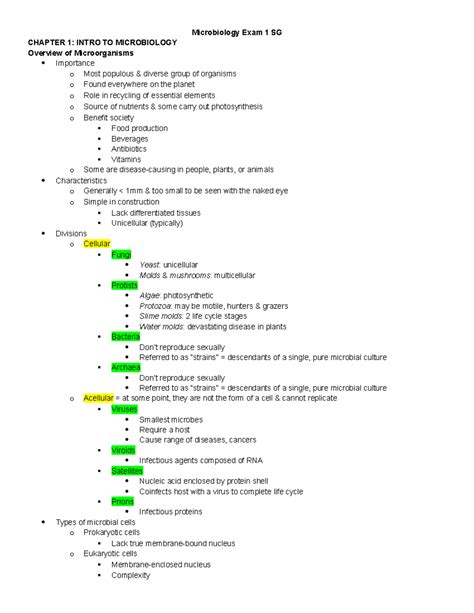 microbiology exam 1 study guide