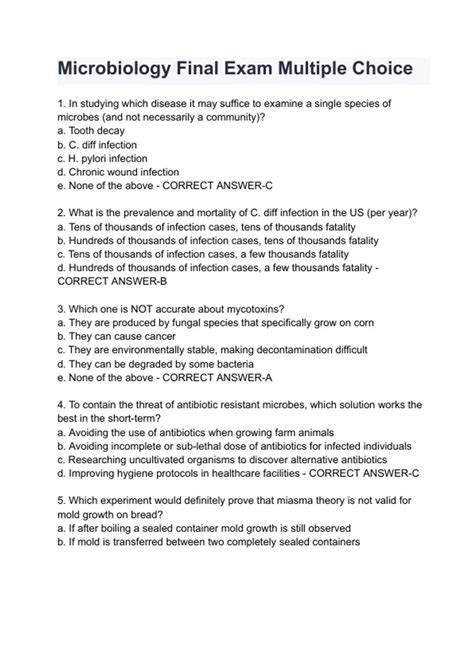 Microbiology Final Exam Multiple Choice