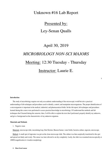 microbiology lab report unknown sample salmonella typhimurium