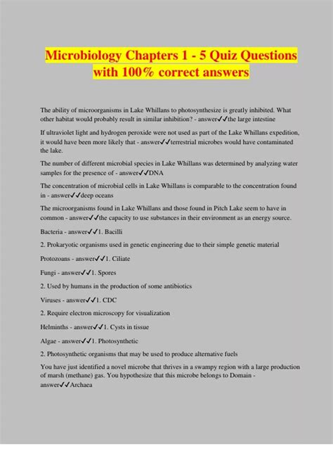 Download Microbiology Chapter 1 Test Questions 