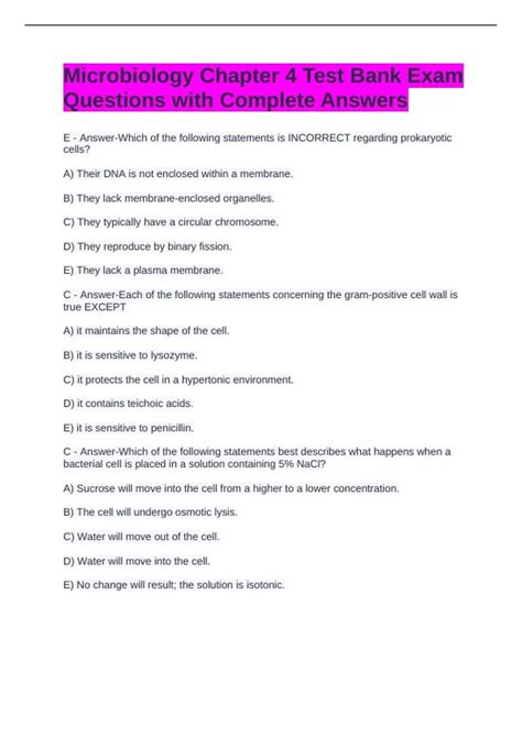Full Download Microbiology Chapter 4 Test Questions 