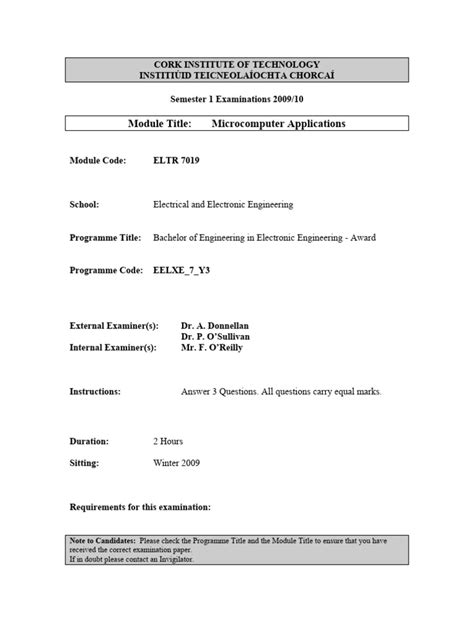 Microcomputer Applications Test Answers