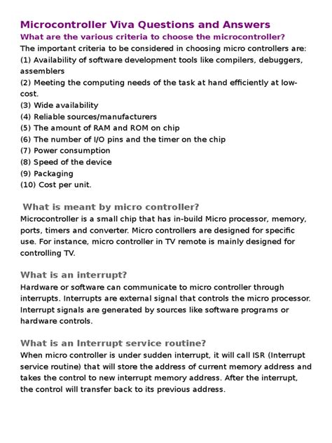 Microcontroller Viva Questions 4 Sem