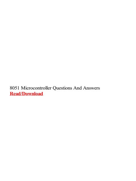 Read Microcontroller 8051 Questions And Answers 