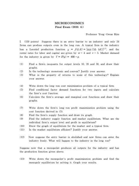 Microeconomics Midterm Exam