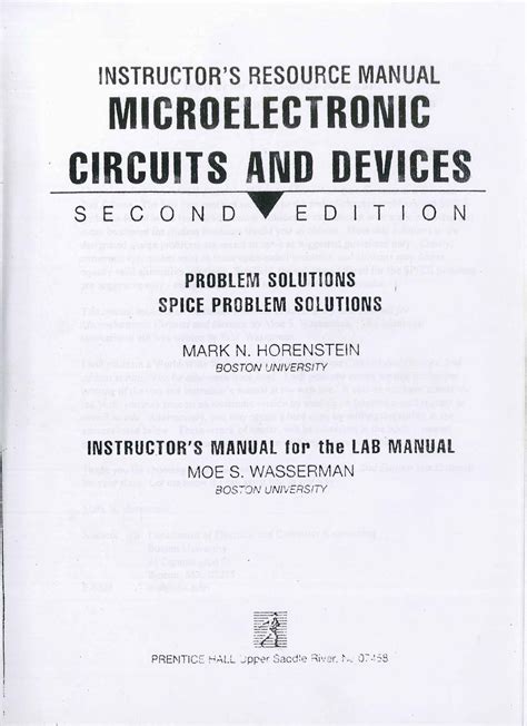Read Microelectronic Circuits And Devices Horenstein Solution Manual 