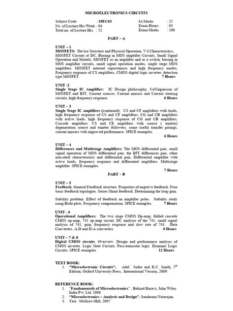 Microelectronics Circuit Vtu Notes